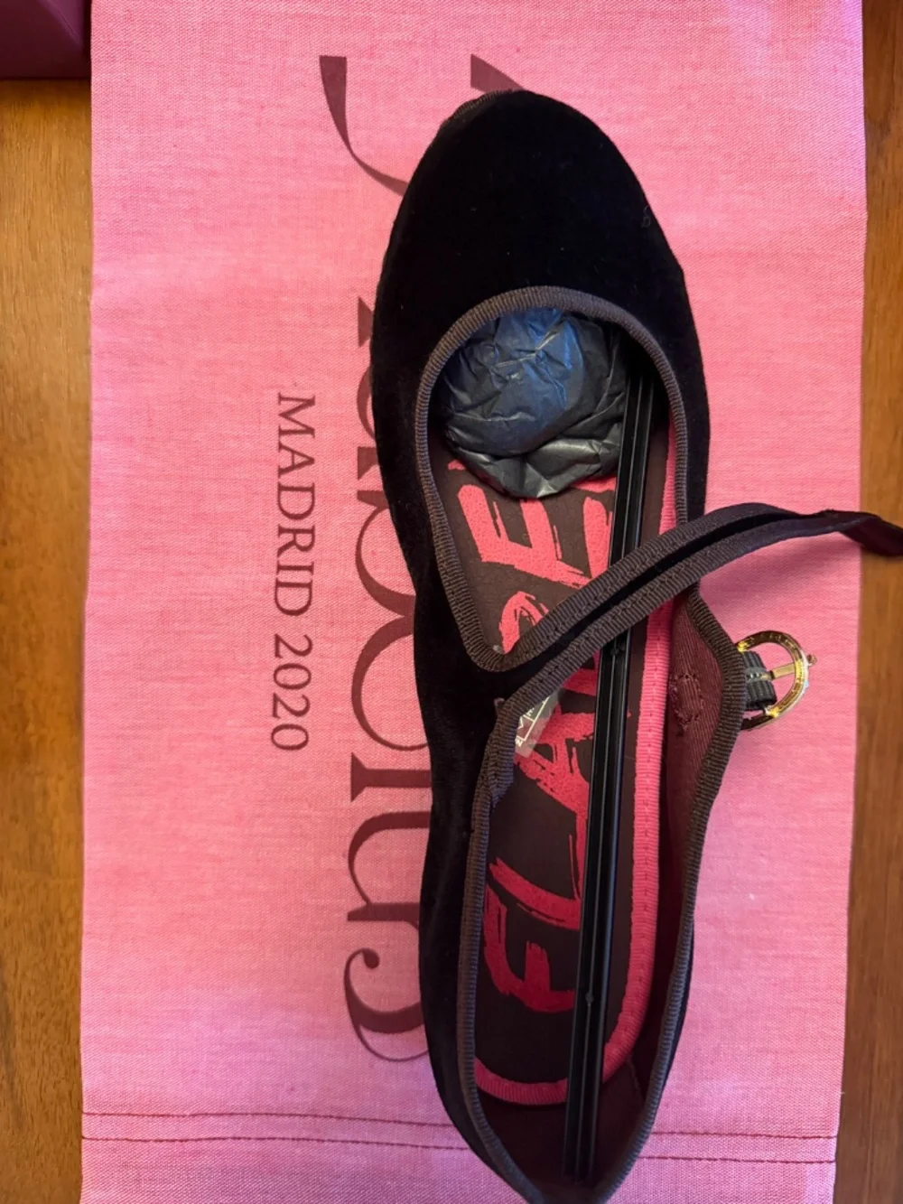 Flabelus Sethe Black Velvet Mary Jane Espadrille Flats Size 40